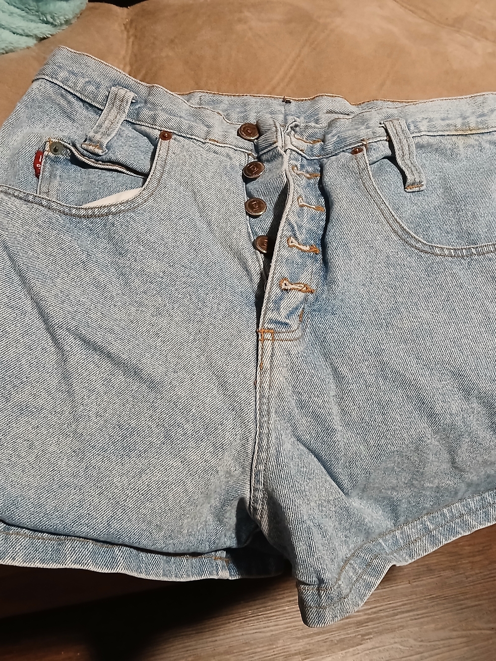 lei Light Blue Button-Fly Denim Shorts